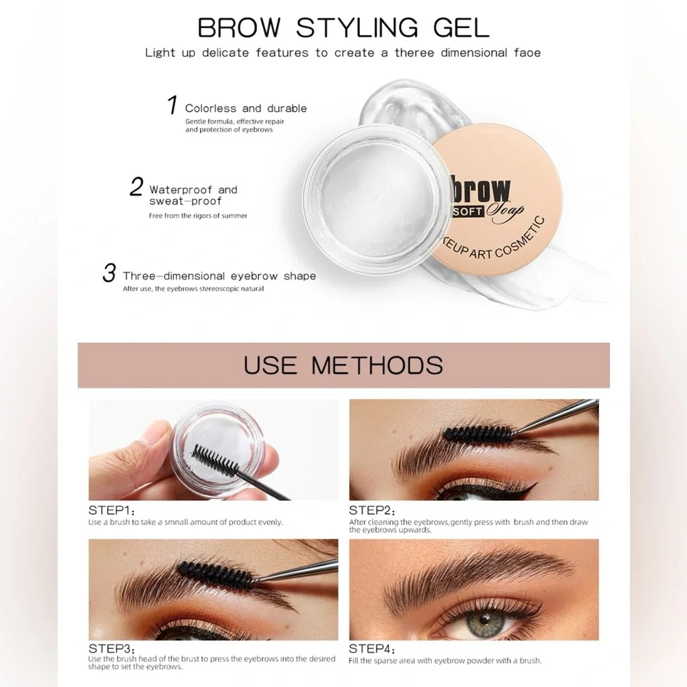 Clear Eyebrow Gel- Eye Brow Gel Eyebrow Styling Wax for Feathery & Fluffy Brows